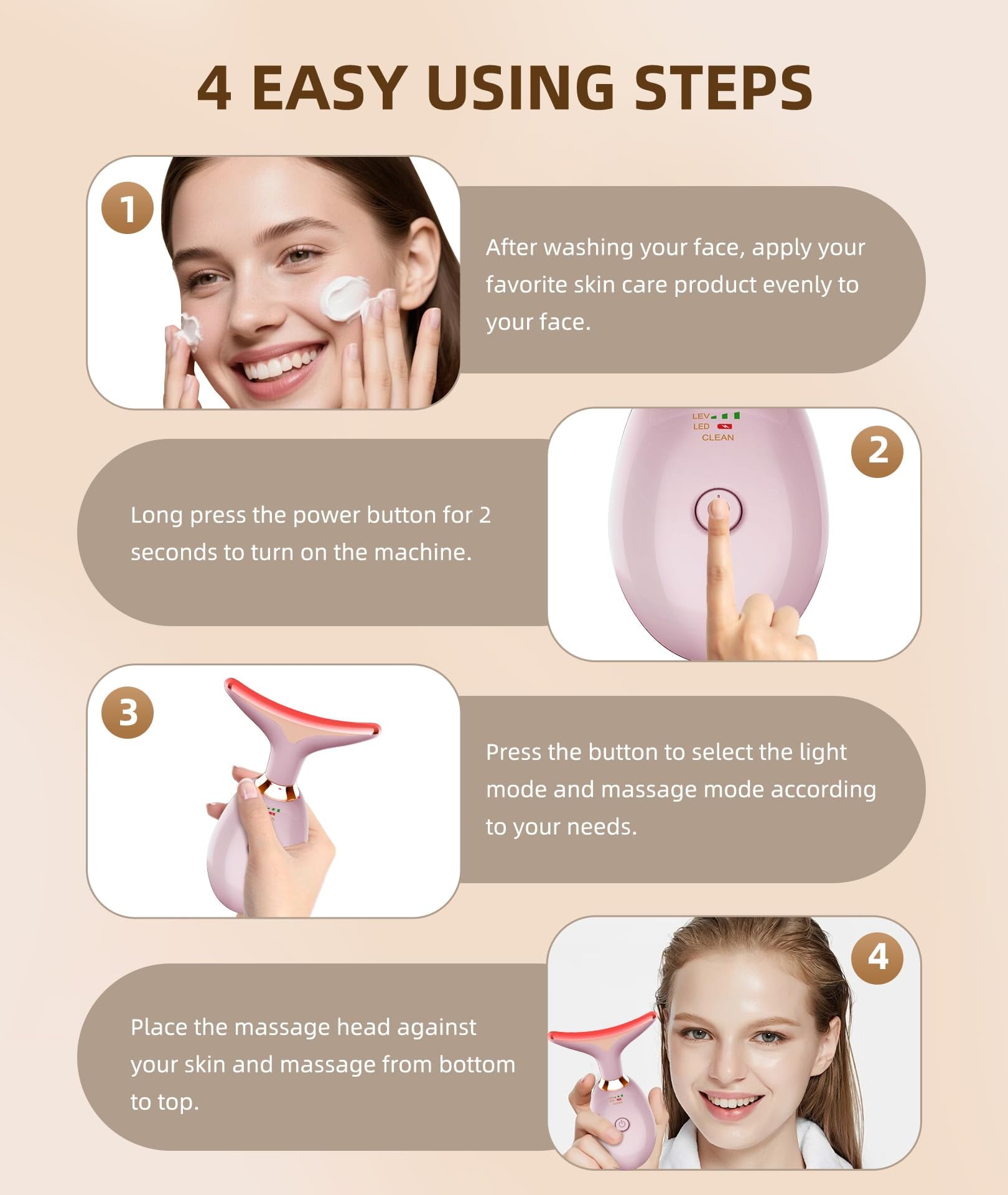 7 Color Face and Neck Massager Light Therapy, Red Light Based Facial Massager for Skin Care, Firming, Smoothing. - Image 4