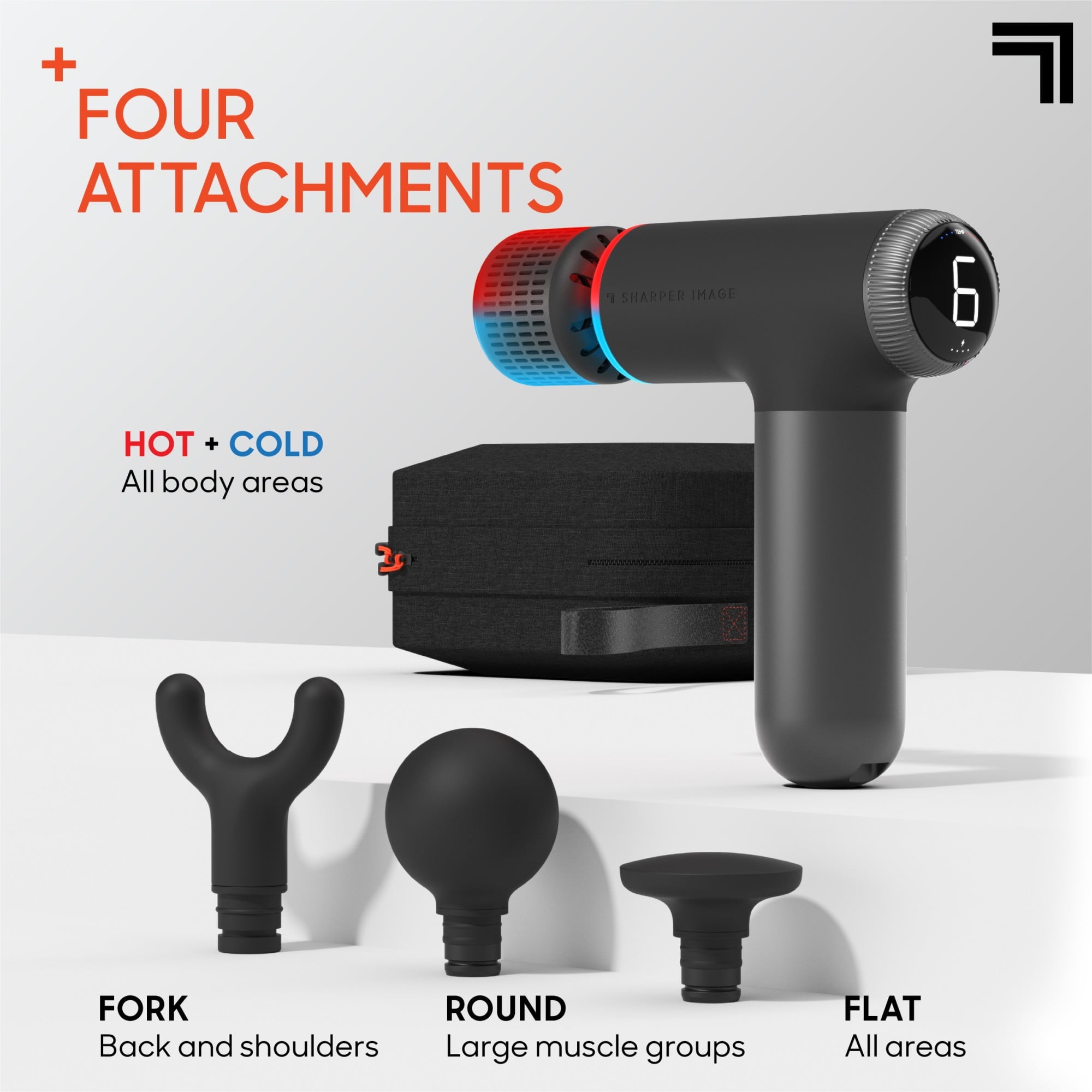 Pro+ Compact Hot & Cold Percussion Massager with Dual-Temperature Hot + Cold Massage Node, 6 Speed Settings, 4 Unique... - Image 3