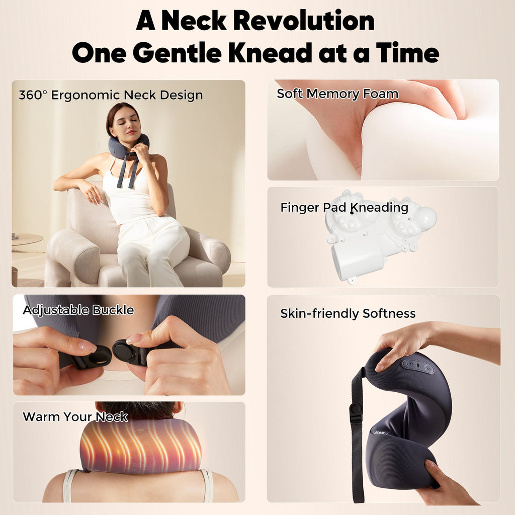for Deep Tissue,Shiatsu with Heat,Rechargeable 3D Kneading for Home Office Car Travel,Gifts for Women Men - Image 4