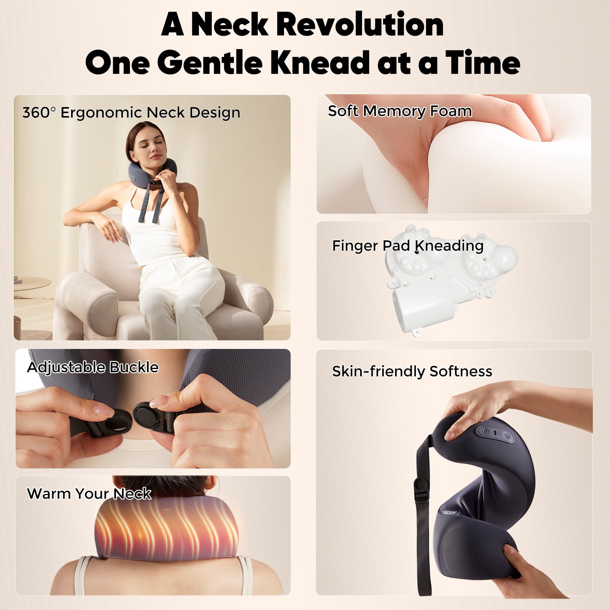 for Deep Tissue,Shiatsu with Heat,Rechargeable 3D Kneading for Home Office Car Travel,Gifts for Women Men - Image 4
