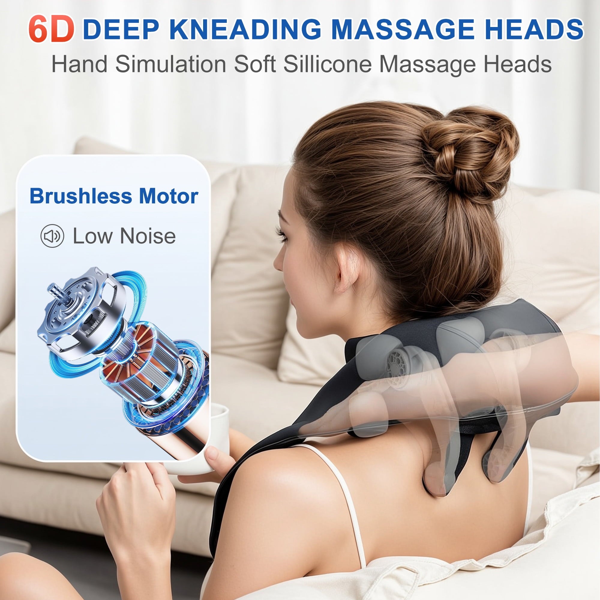 and Shoulder Massager with Heat, Cordless 6D Deep Tissue Kneading Massager for , Back, and Legs - Black - Image 3
