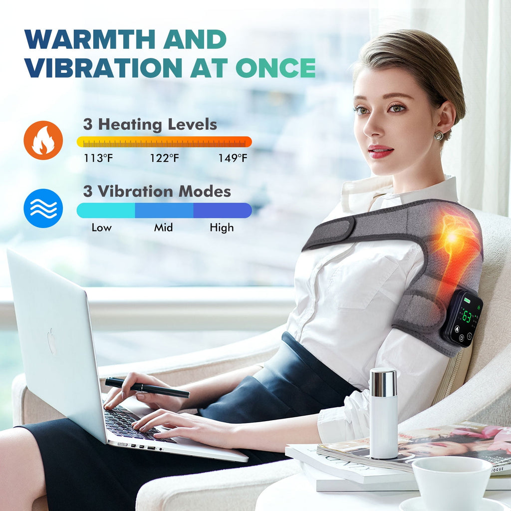 Electric Heated Brace with 3 Heat Levels and 3 Massage Mode, Shoulder Elbow 3-in-1 Vibration , Gifts for Men, Women R... - Image 5