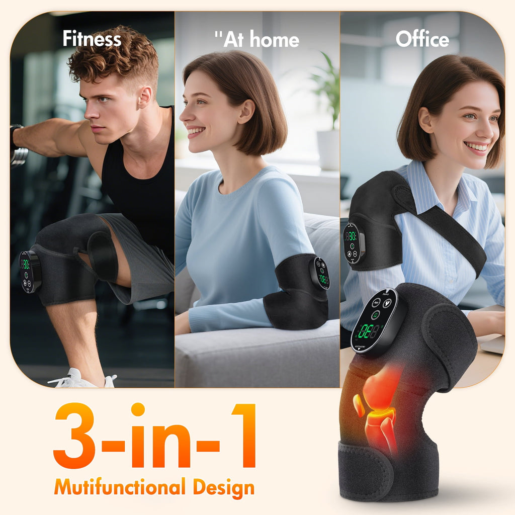 Massager, Vibration Heating Pad, 3 in 1 Cordless Shoulder & Elbow Brace with 6 Heat Level 3 Vibration for Joint Stres... - Image 5
