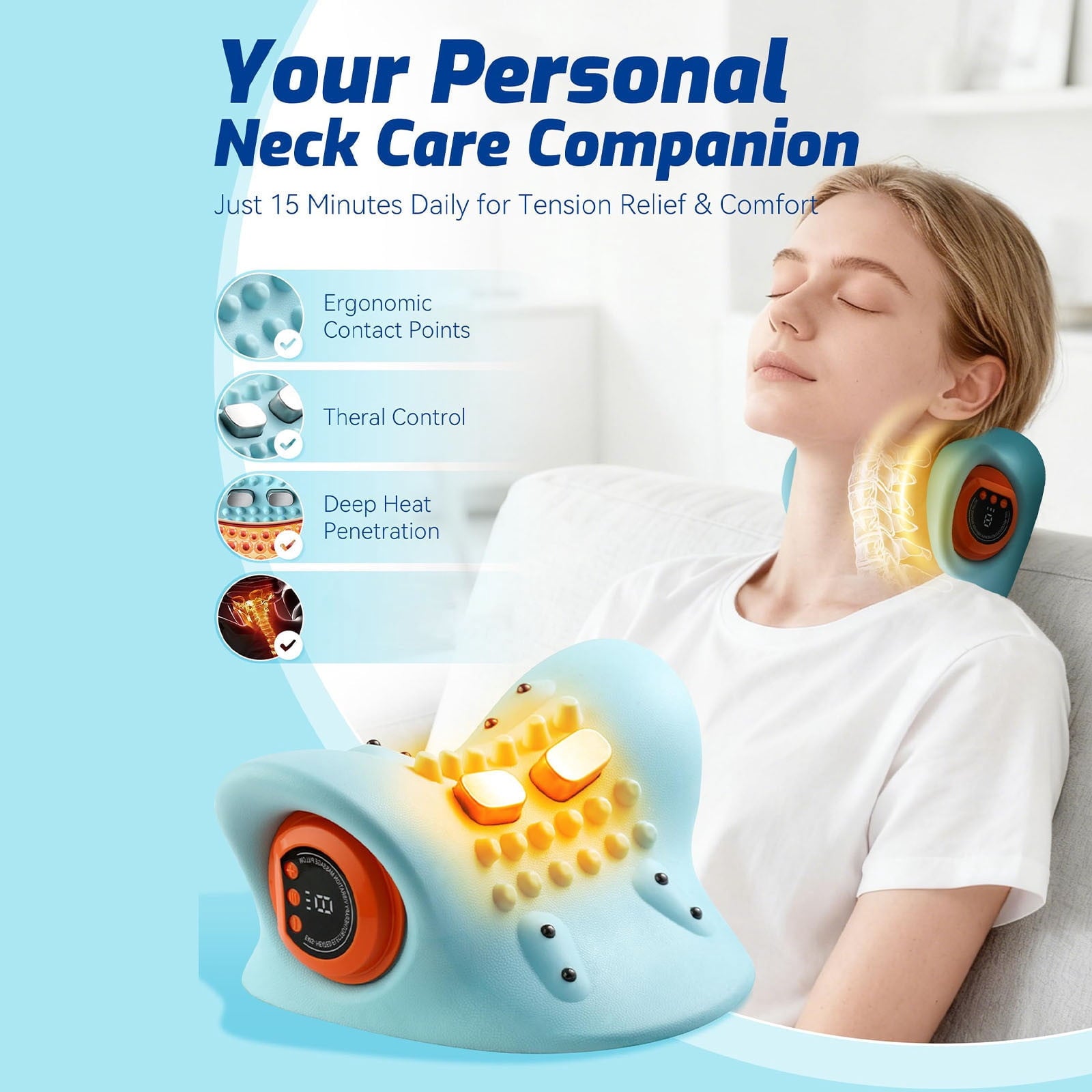 2026, 4-In-1 With Heat For Pain Relief Deep Tissue,26° Angle Neck With Heating And Vibration,3D Deep Tissue Massage F... - Image 5