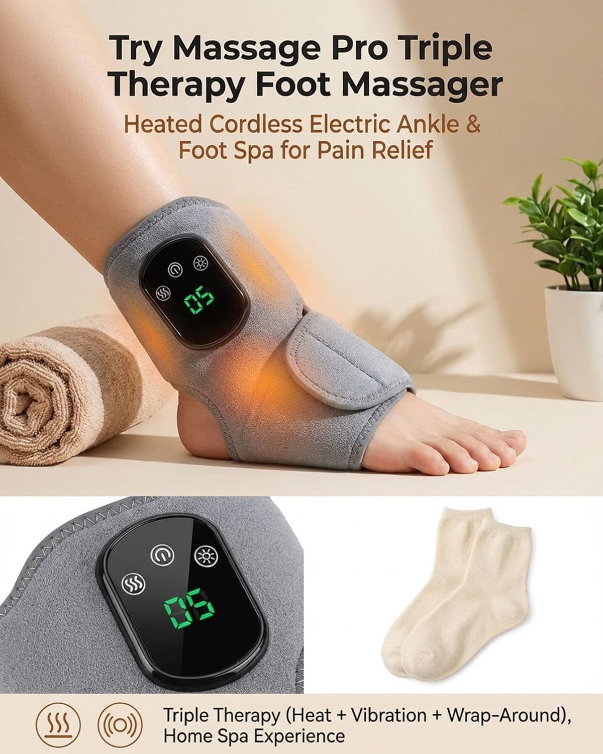 Therapy Foot r,Ankle Renew Spa Bath Cordless Electric Heated with 5 Heat & 3 Vibration for Pain Relief Relaxation Neu... - Image 2