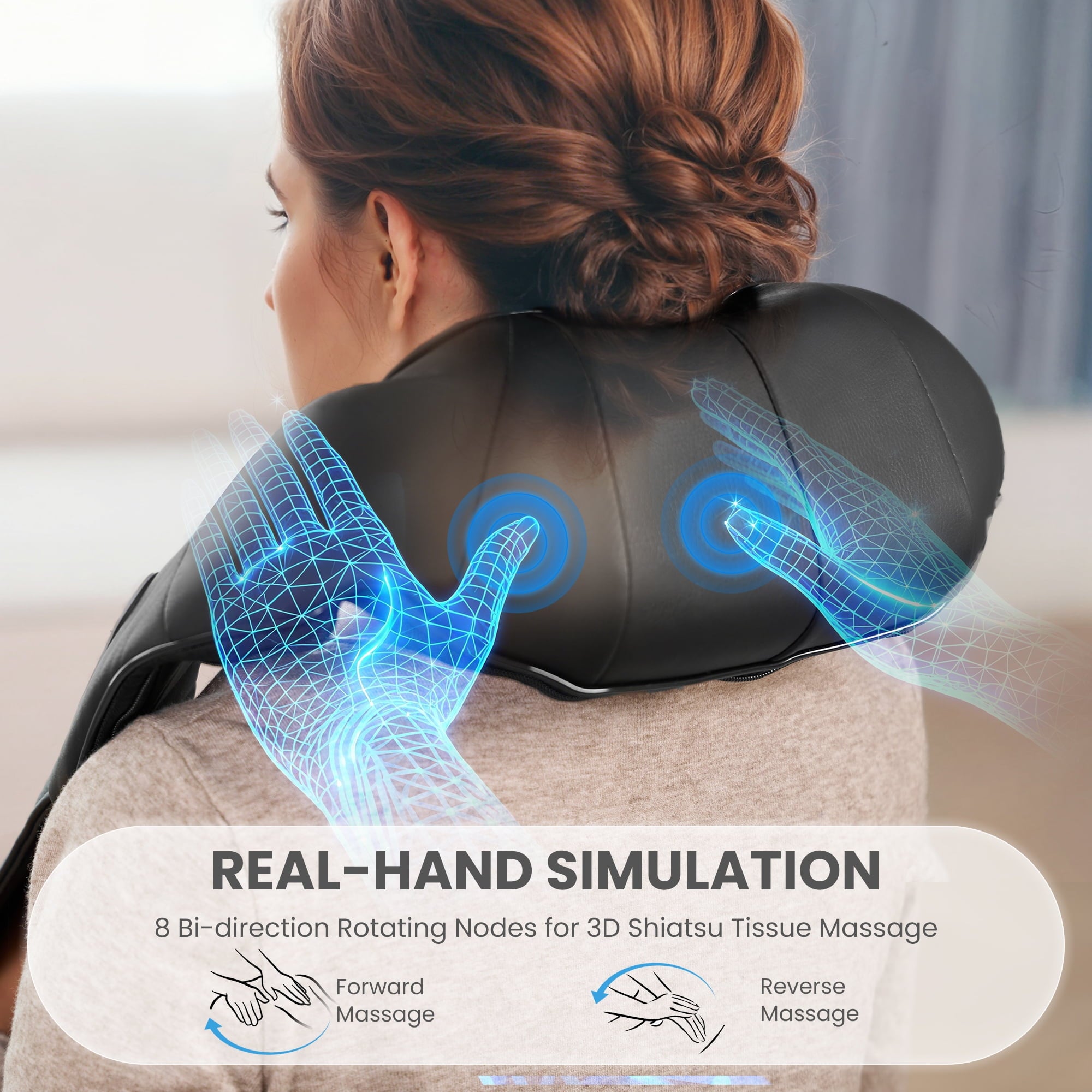 and Shoulder Massager, 3D Deep Tissue Kneading Shiatsu Massager with Heat, Black - Image 3