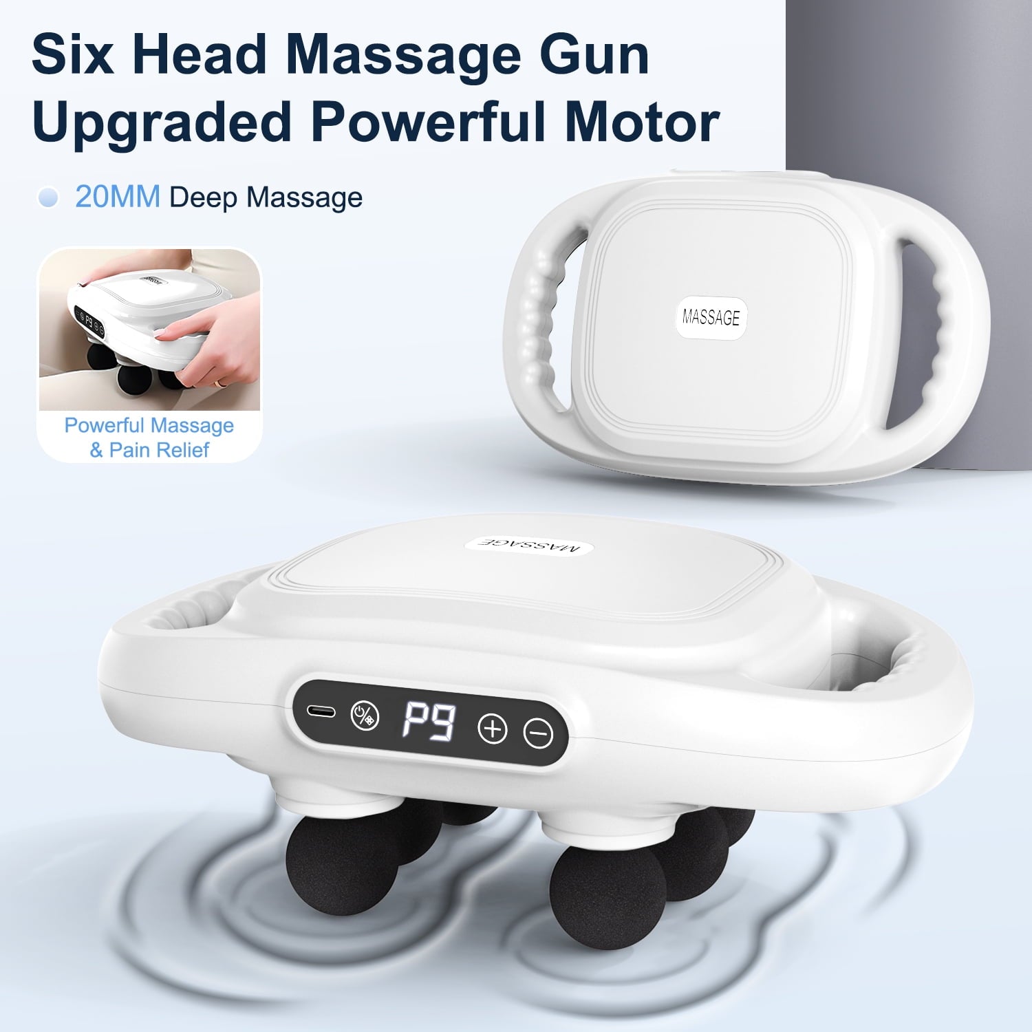 6 Heads Deep Tissue r, Portable Muscle for Back Neck Muscle Relieve, 9 Levels Speed Modes, Digital Display 6 Heads Li... - Image 2