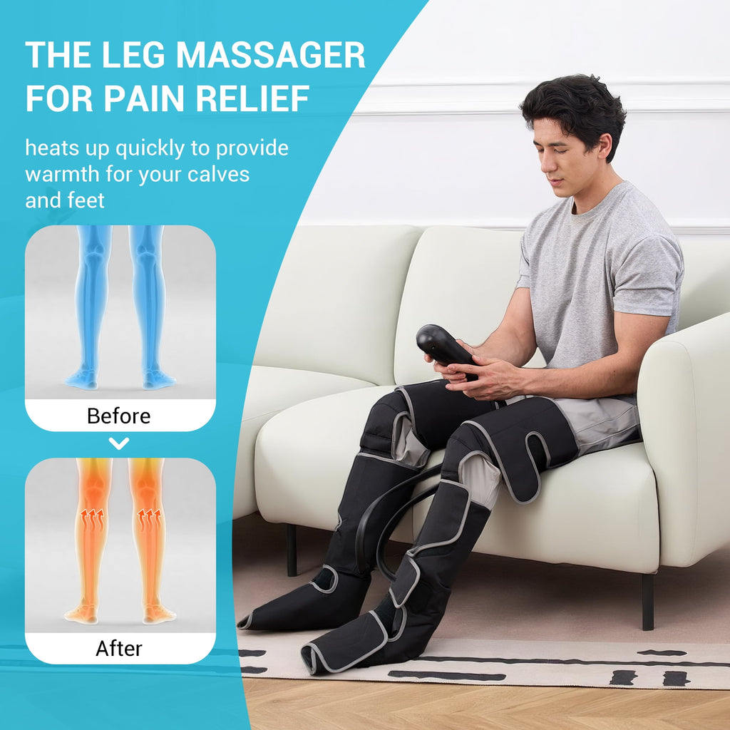 with Heat and Compression for Foot, Calf, and Thigh Circulation, 5 Modes, Plus Size, Black - Image 2