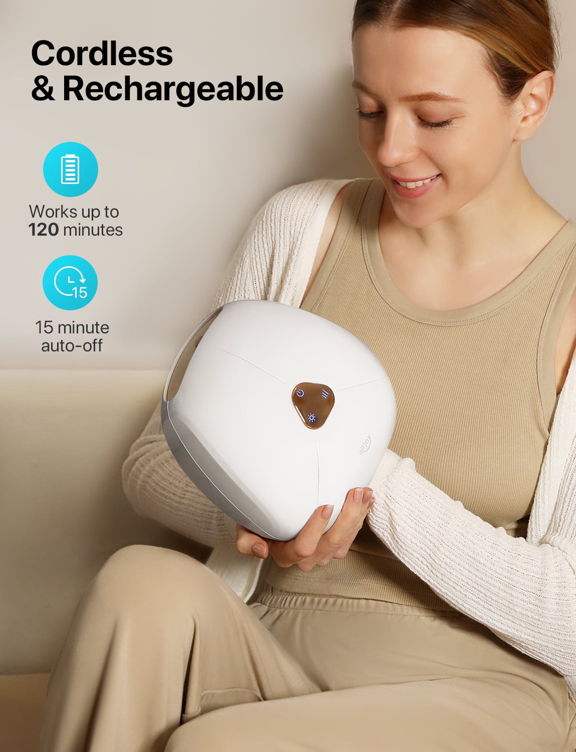 Massager with Heat, Rechargeable Finger Massager, 3 Compression Levels, Ideal Gift for Loved Ones, White - Image 3