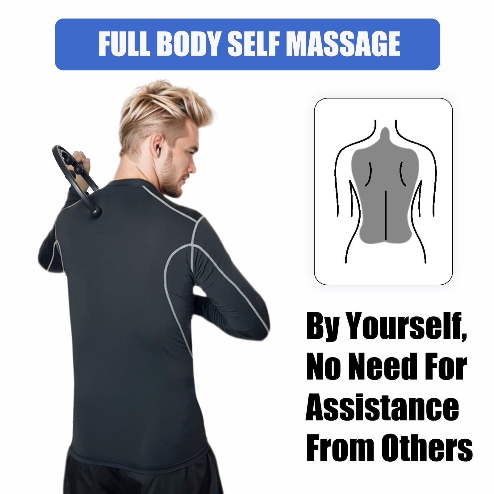 Tissue Massager: Back & Neck Massager for Pain Relief, Self-Use Massager Stick, Full Body Trigger Point Tool for Back... - Image 2