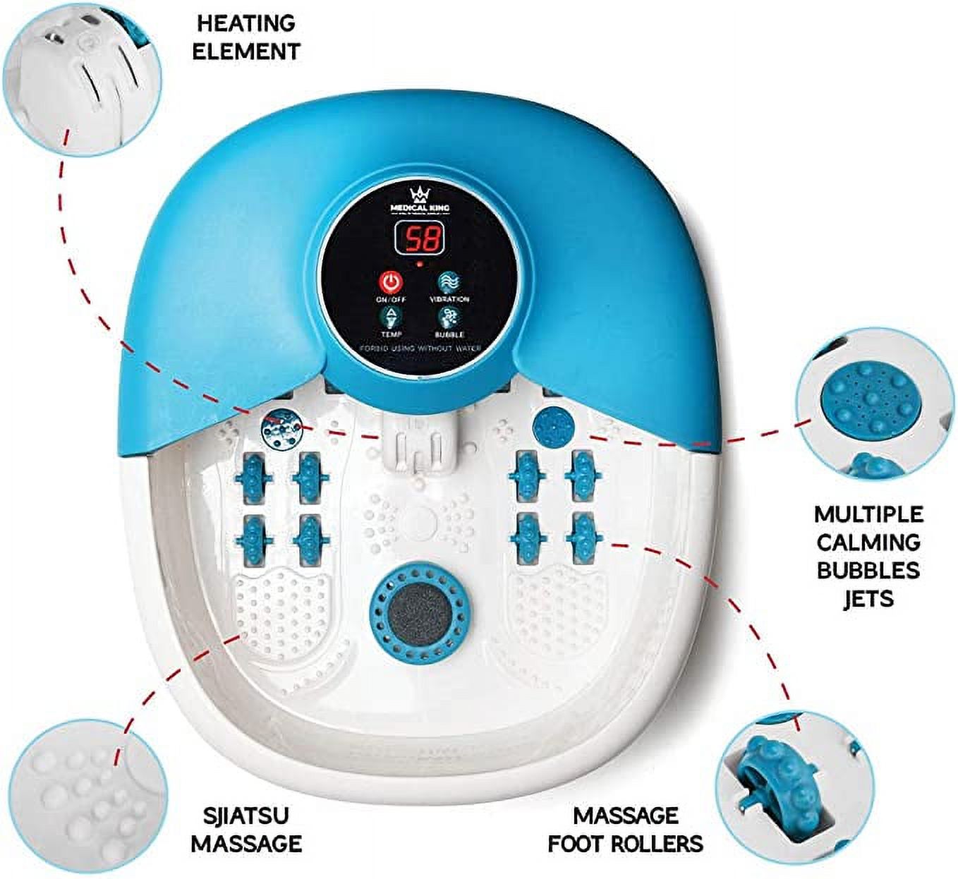 with 14 Rollers in Shape and Heat - 5 in 1 Bath Includes Adjustable Heating, Bubbles, Vibration, Pumice Stone, Mini M... - Image 4