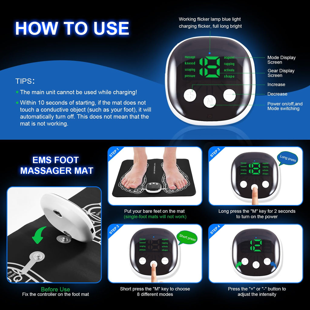 Mat - Pad for Pain Plantar Relief, Muscle Relaxation, Foldable Legs & Feet Pad with 8 Modes - Image 5