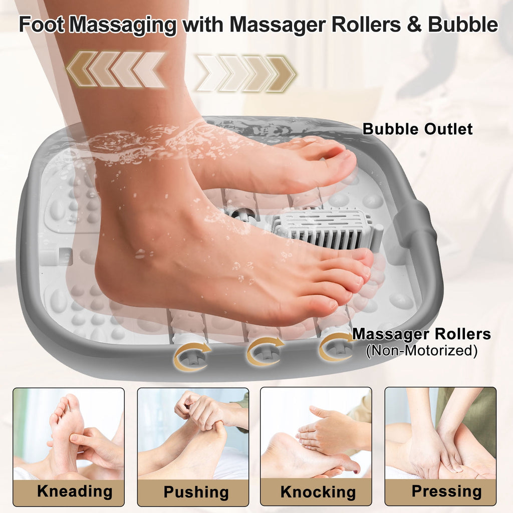 Bath with Heat, Temperature Control, Massage Rollers, Bubble & Pedicure Kit, Portable Massage for Relaxation - Image 4