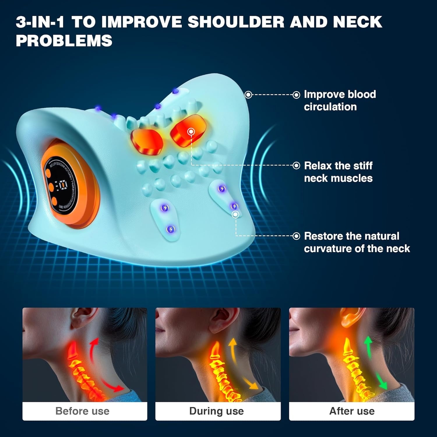 2025, and Shoulder Relaxer with Heat, 3 Modes, Portable Pillows for Pain Relief and Muscle Relax, 26 Angle Cervical T... - Image 3