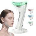 3 Color Red Light Face & Neck Massager, Adjustable Vibration & Thermal Function Neck Firming Device, Portable Skincar...