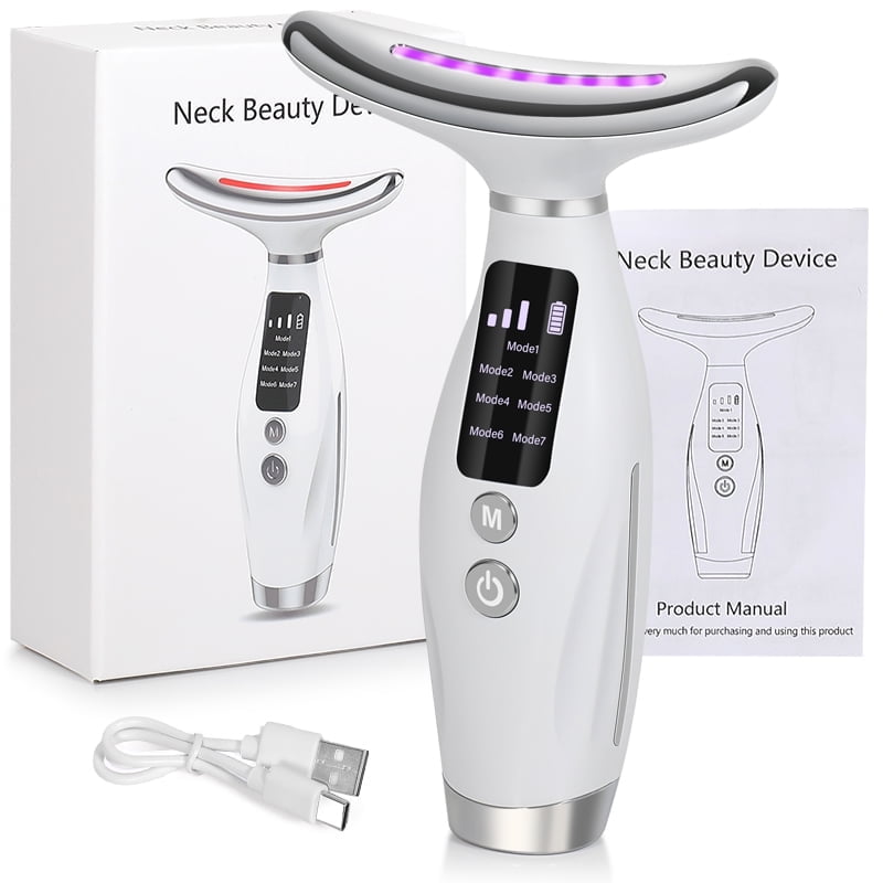 7-in-1 LED Electronic Facial Massager Beauty Neck Instrument Skincare Facial Massager Skin Care Vibration Double Chin...