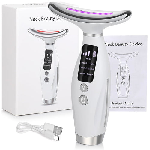 7-in-1 LED Electronic Facial Massager Beauty Neck Instrument Skincare Facial Massager Skin Care Vibration Double Chin...