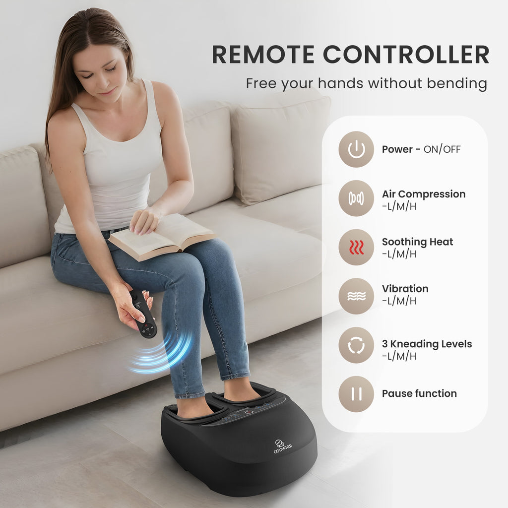 with Heat, Shiatsu Massage Machine with Remote for Plantar Fasciitis, Neuropathy, Circulation, Max Size 13, Black, Gifts - Image 4