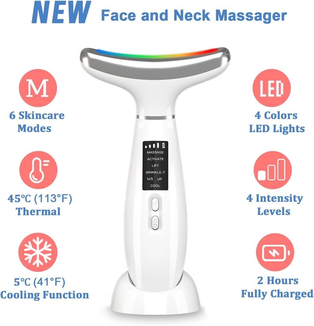 and Neck Massager Skin Lifting & Firming,Light Therapy for Face with Vibration, Thermal, Cooling - at Home Skin Care ... - Image 6