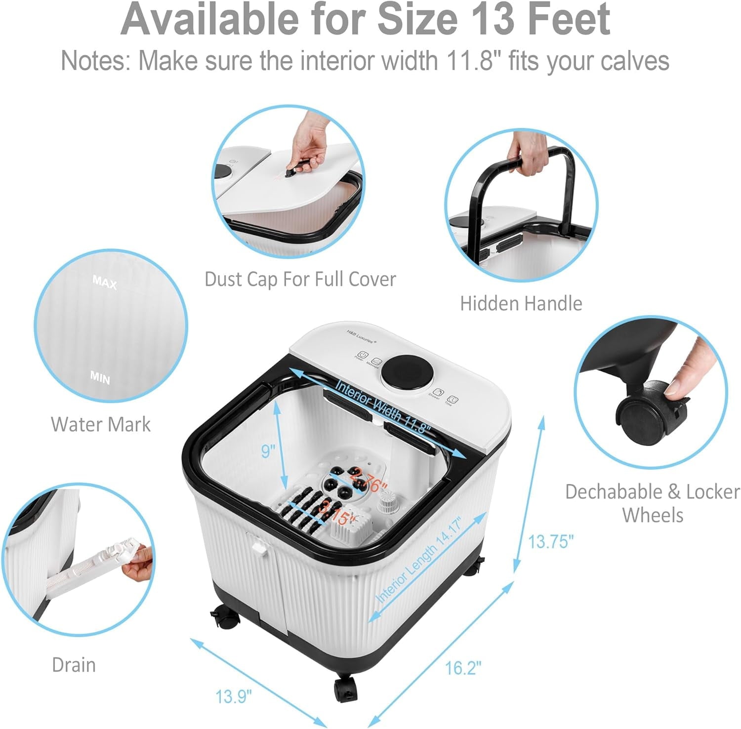 with Heat for Stress Relief, Feet Bath with Motorized Rollers and Shower, Temperature Control, Timer and Display, Ide... - Image 2