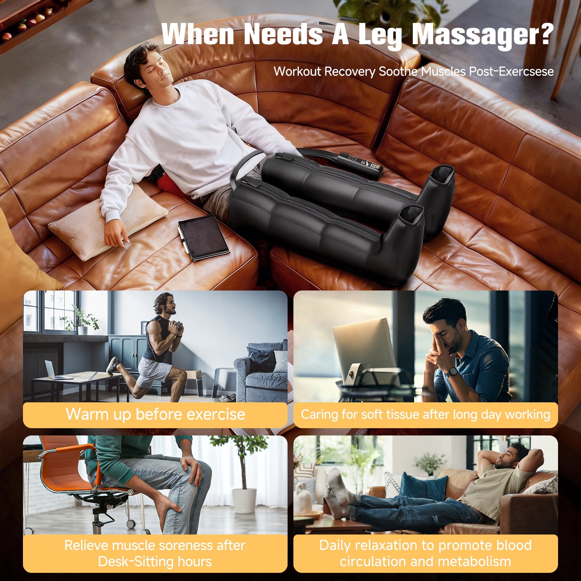 Leg Massager, Leg Massager for Leg Relaxation and Pain relief , 6 Modes 8 Intensities 3 Timers,Gift for Women Men - Image 4