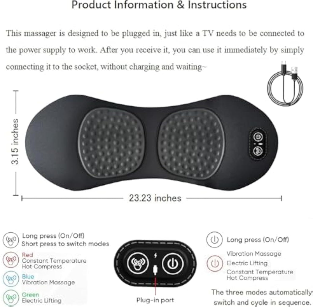 Massager,Smoothspine Massager,Smooth Spine 3 in 1 Neck Shoulder s Massagers with Traction Vibration & Heat (Space grey) - Image 3