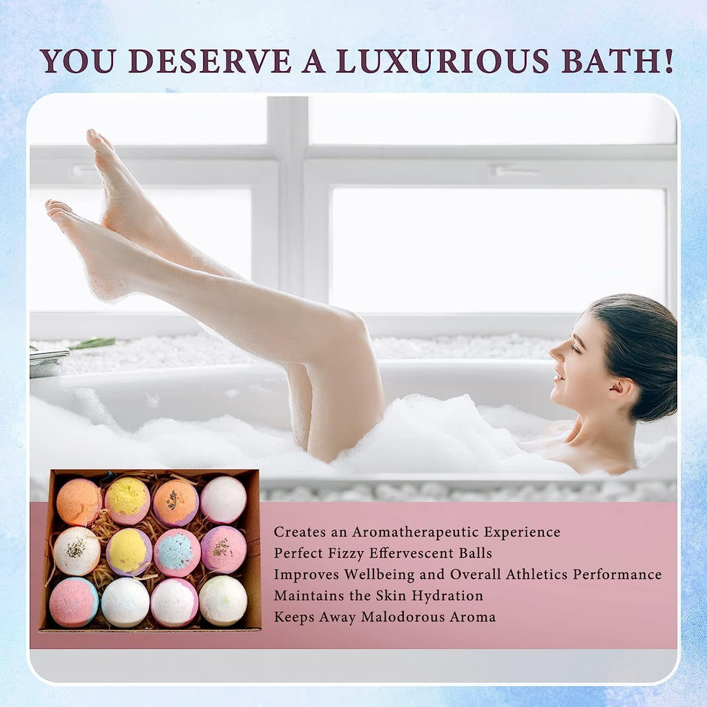 Bath Bombs Gift Set Bubble Bath Kit with 6 Relaxing Scent for Unisex,12 Pcs - Image 4