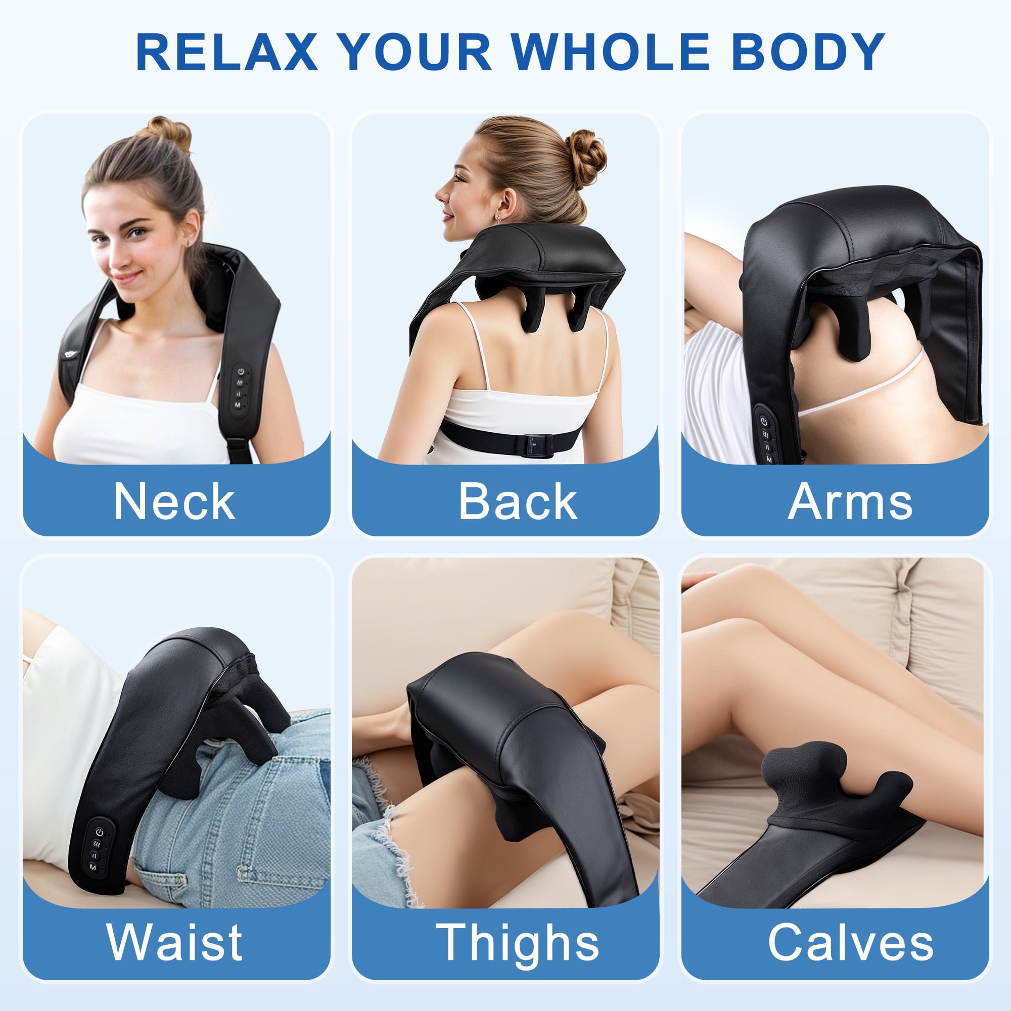 and Shoulder Massager with Heat, Cordless 6D Deep Tissue Kneading Massager for , Back, and Legs - Black - Image 4