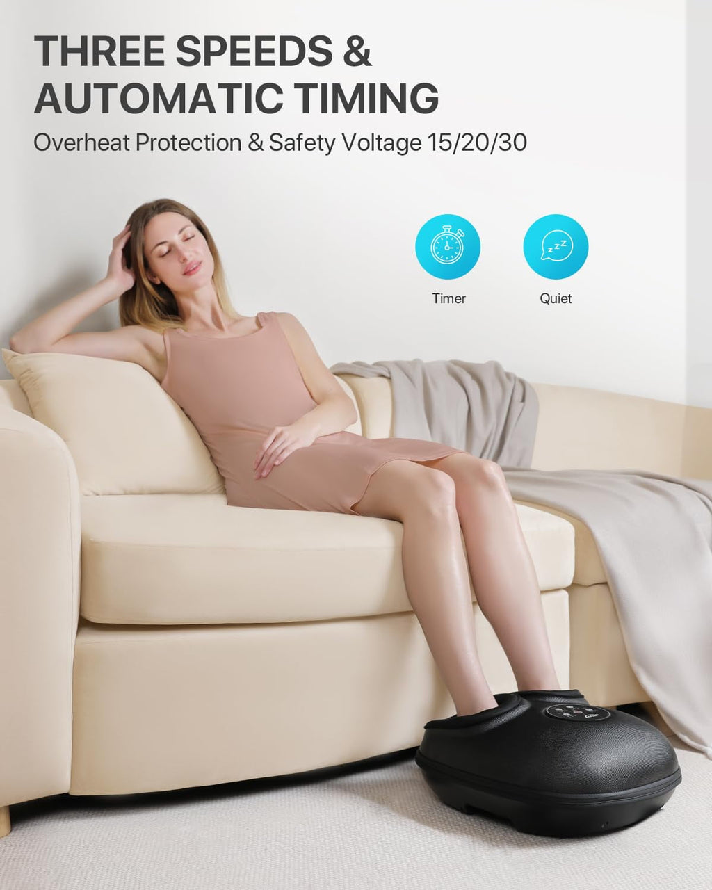 Machine with Heat, Air Compression, Deep Kneading Shiatsu for Tired Blood Circulation, up to Size 12, Relax for Home ... - Image 3