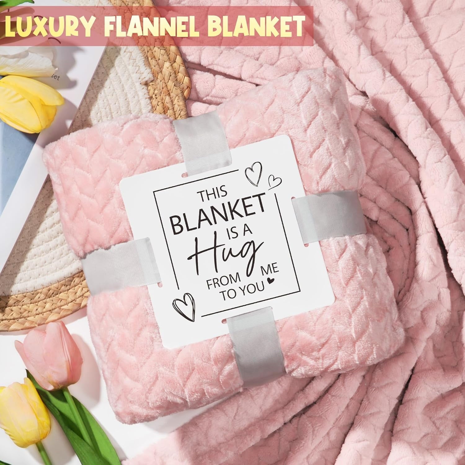 for Women Self Care Get Well Soon , Rose Relaxing Spa Basket Care Package w/ Luxury Flannel Blanket, Unique Christmas... - Image 4