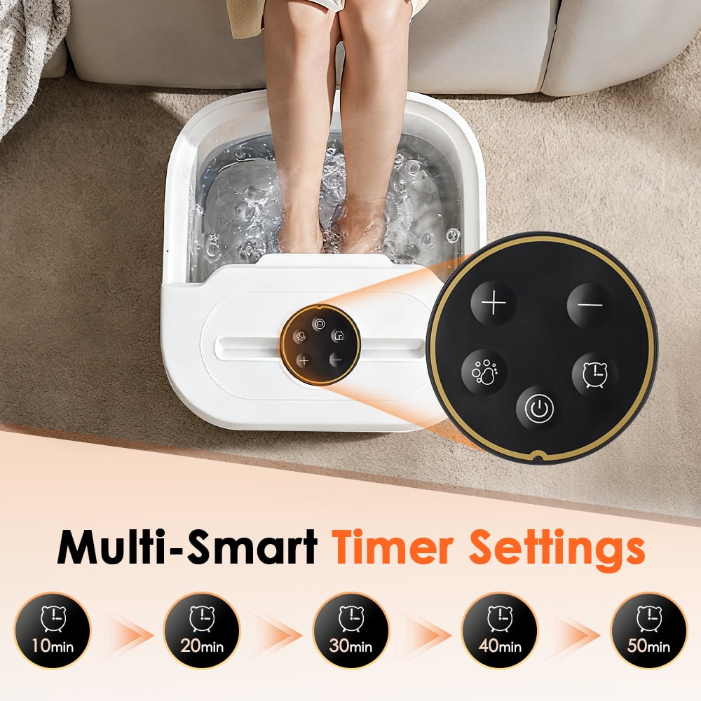 with Heat, Bubble, Temperature Control, Bath Massager with 8 Shiatsu Massage Rollers, Pedicure for Relaxation, White - Image 4