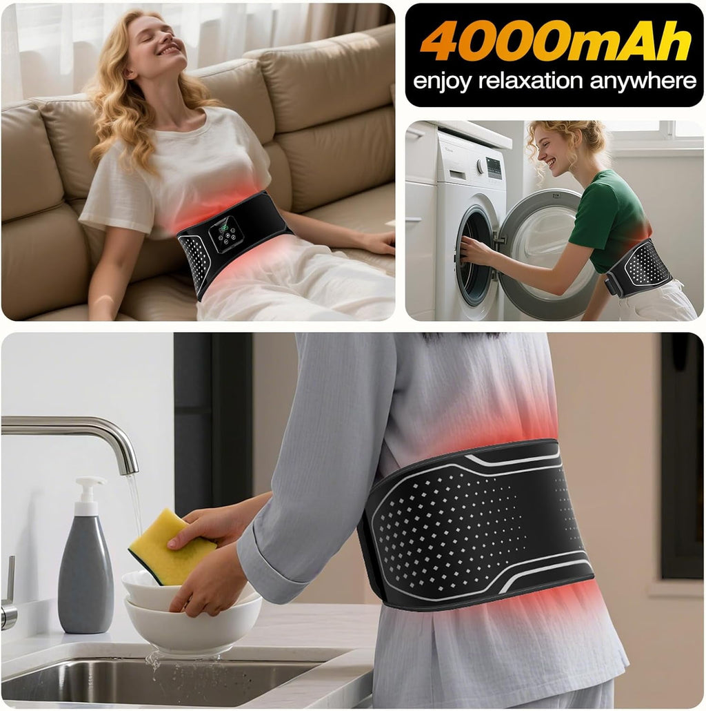 Electric Heated Massage Belt - 3 Air Compression Levels, 4000mAh High-Capacity Battery | Portable Waist Wrap for Lowe... - Image 5