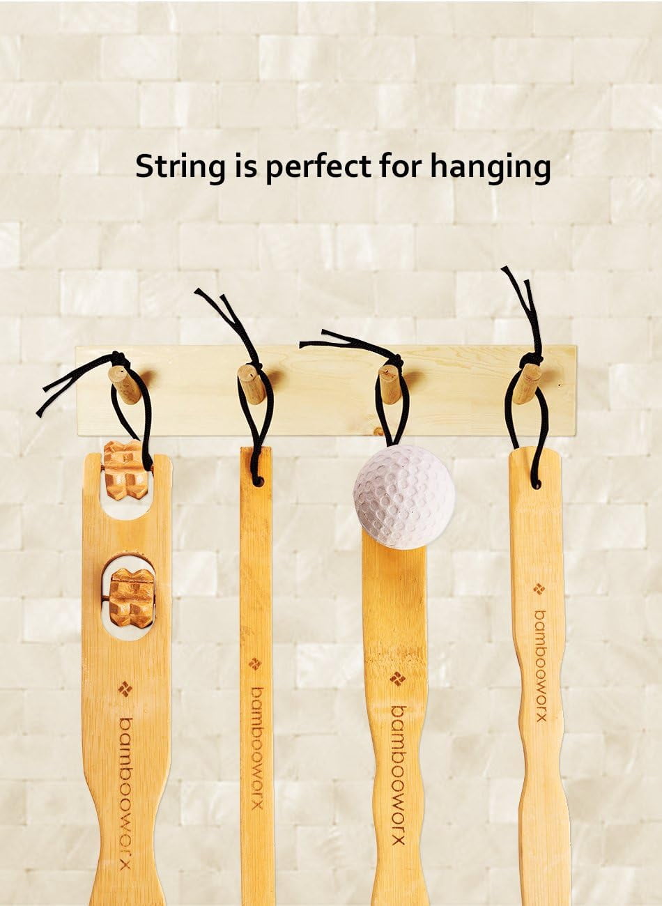 4 Piece Traditional Back Scratcher and Body Relaxation Massager Set for Itching Relief, 17.5", Strong and Sturdy, 100... - Image 5