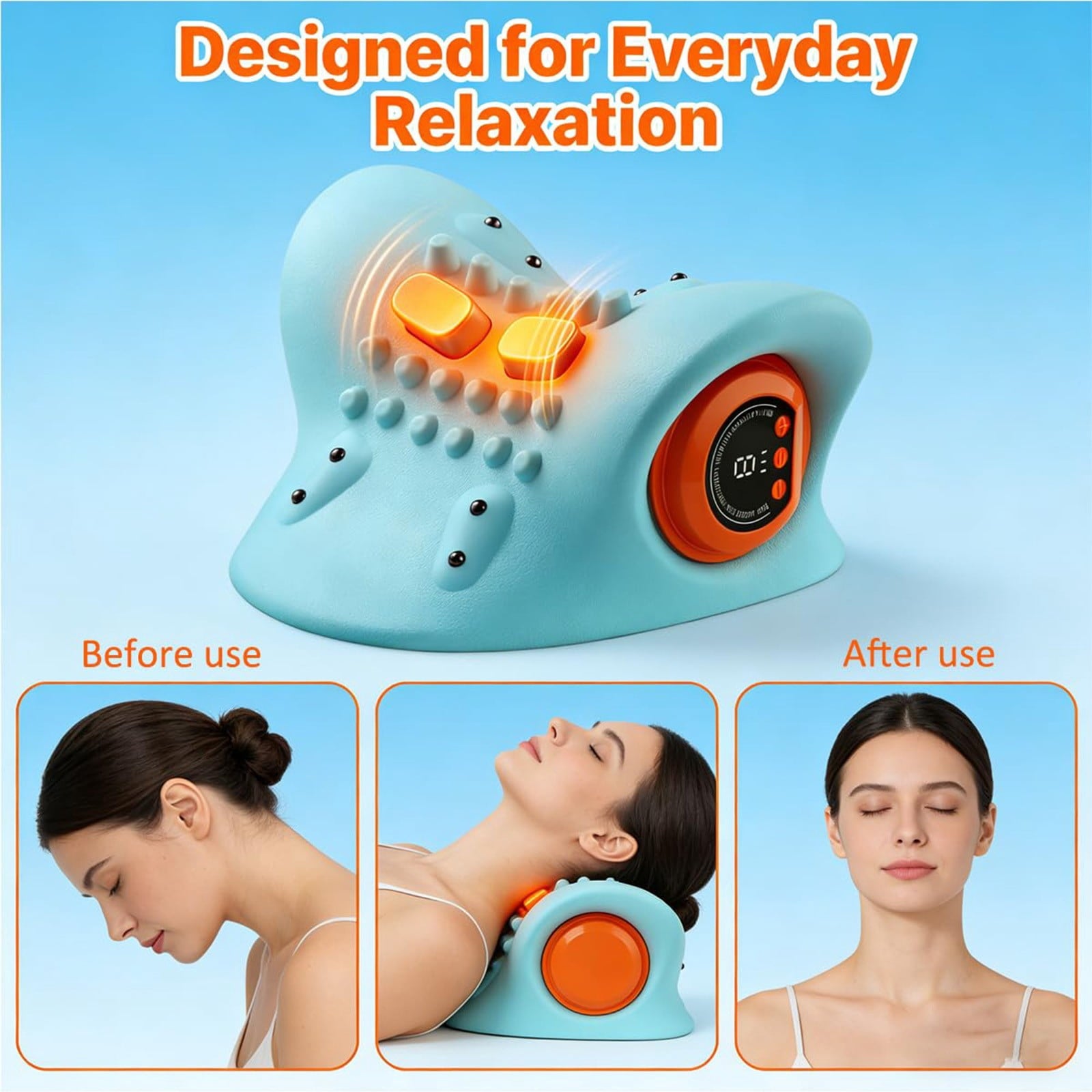 2026 New Upgrade 4 In 1 Neck & Shoulder Massager With Heat & Comfortable Stretching Portable Adjustable Intensity Lon... - Image 5