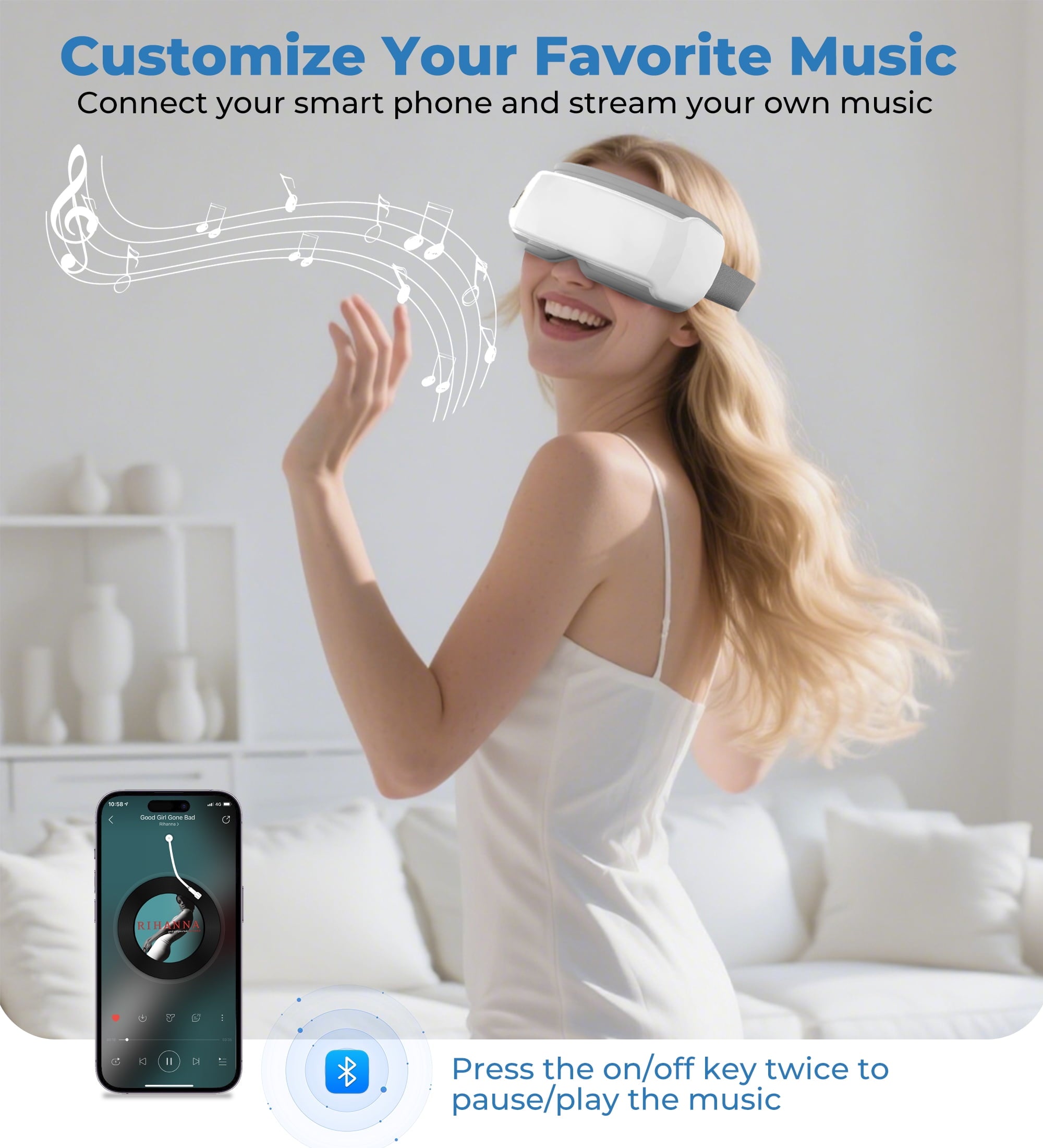 with Air Compression for Relax Care, Heated Mask with Bluetooth Music, Fathers Day Birthday Gifts for Mom Dad Women Men - Image 4