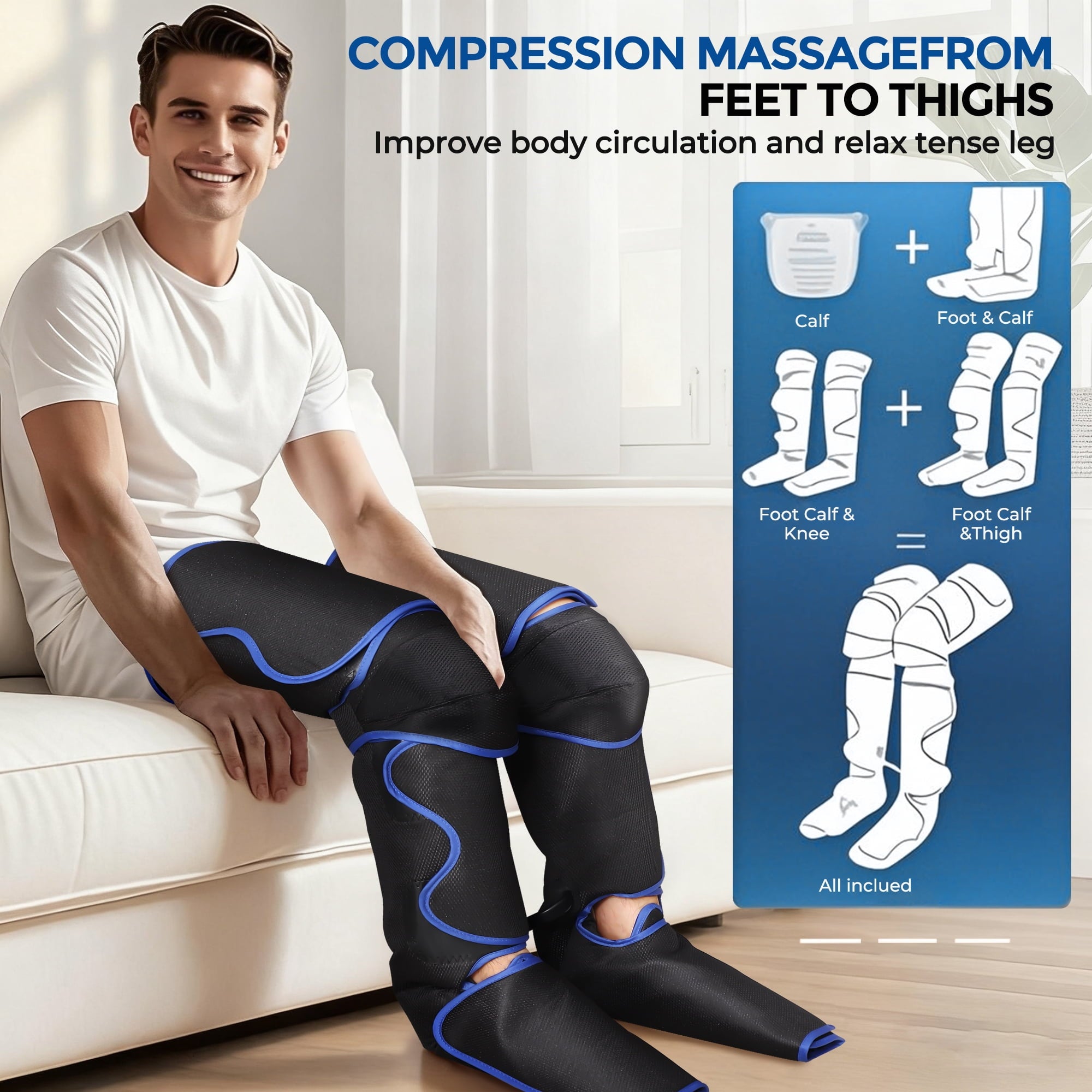 with Air Compression & Heat for Foot Calf Thigh, Upgrade Full Wraps for Circulation, with 3 Modes 3 Intensities 2 Hea... - Image 4