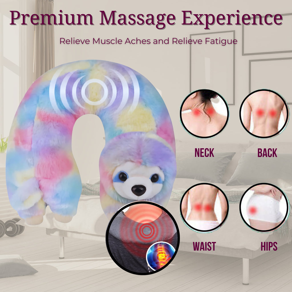 Massager, 11in Vibrating Animal Massage Cushion U-Shaped Pillow with Relaxing Vibration Soft Portable Travel Wrap Chr... - Image 5