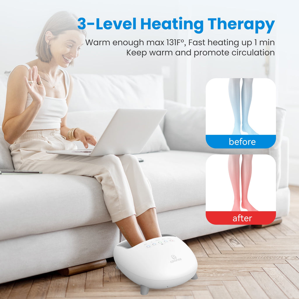 with Heat, Shiatsu Deep Kneading Massage Machine for Plantar Fasciitis & Pain Relief, Fits Men Size up to 14, White - Image 3