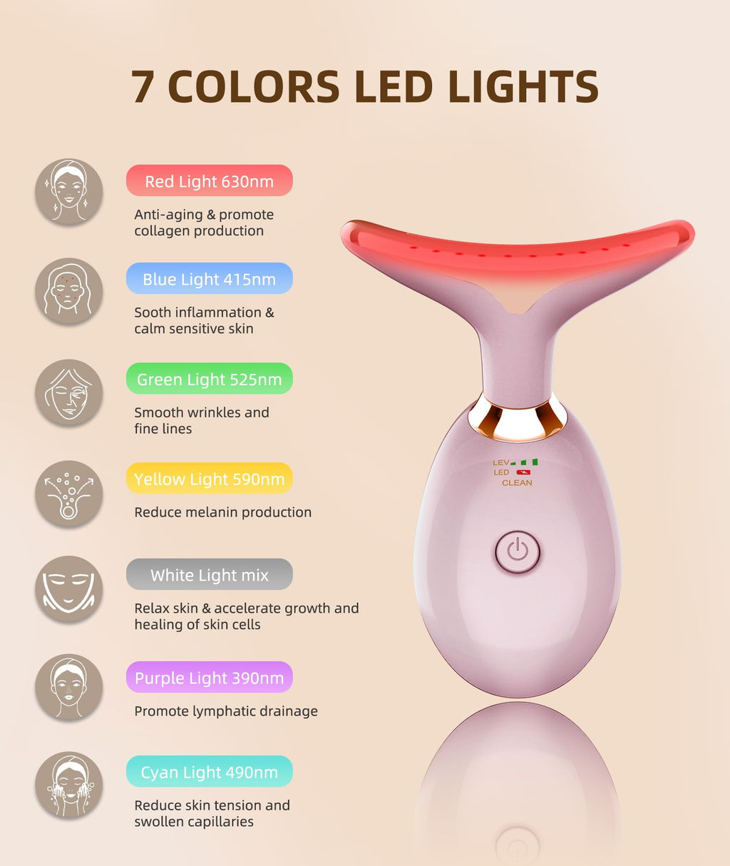 7 Color Face and Neck Massager Light Therapy, Red Light Based Facial Massager for Skin Care, Firming, Smoothing. - Image 6