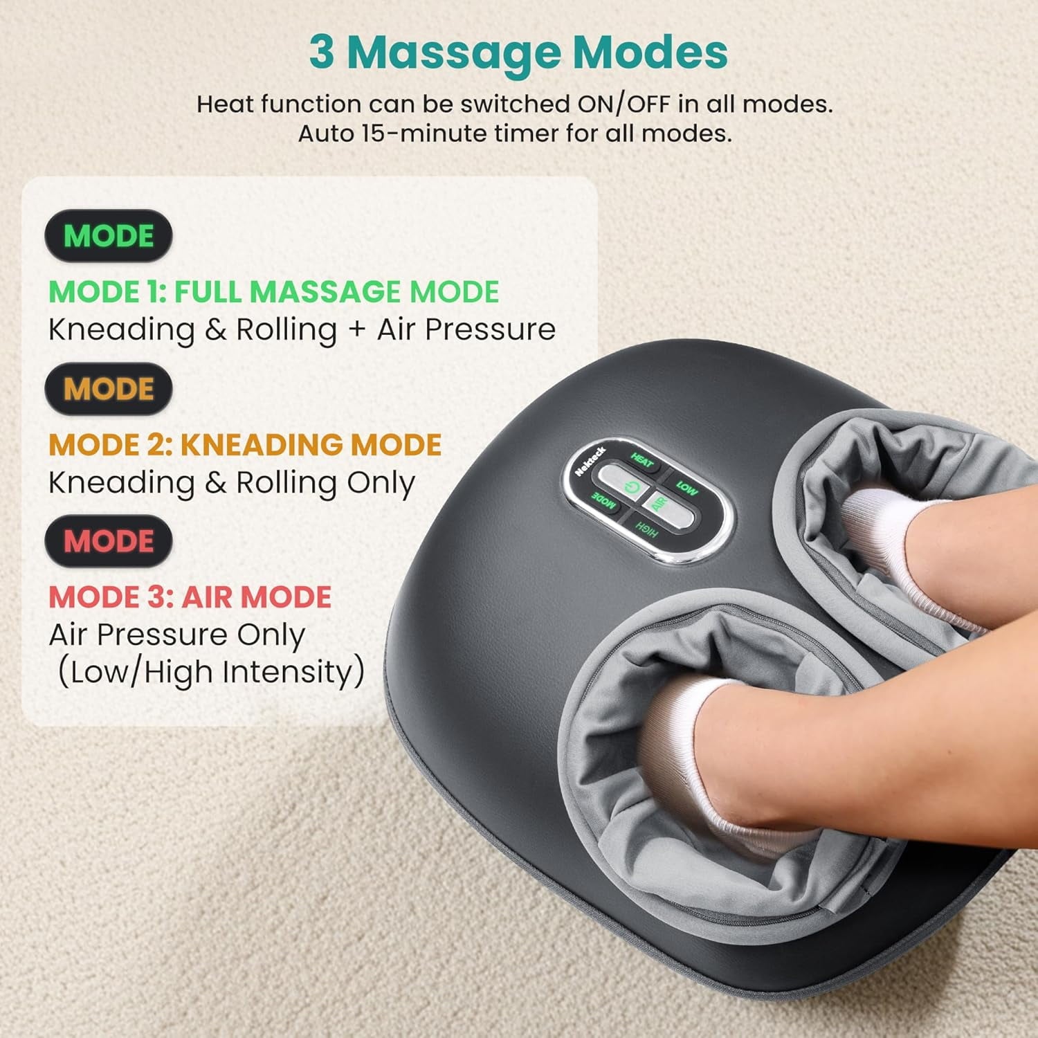 Massager with Heat, Eligible Deep Kneading Therapy Air Compression, Feet Massage Improve Blood Circulation Wellness S... - Image 2