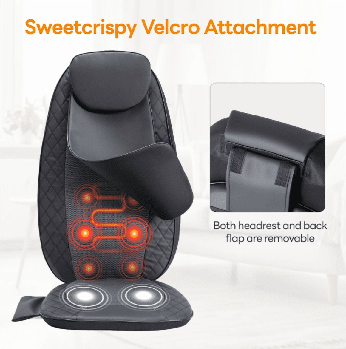 Vibrating Heating Pad for , Massage Chair Pad for Pain Relief Deep Tissue, Shiatsu Neck and Massager - Image 4