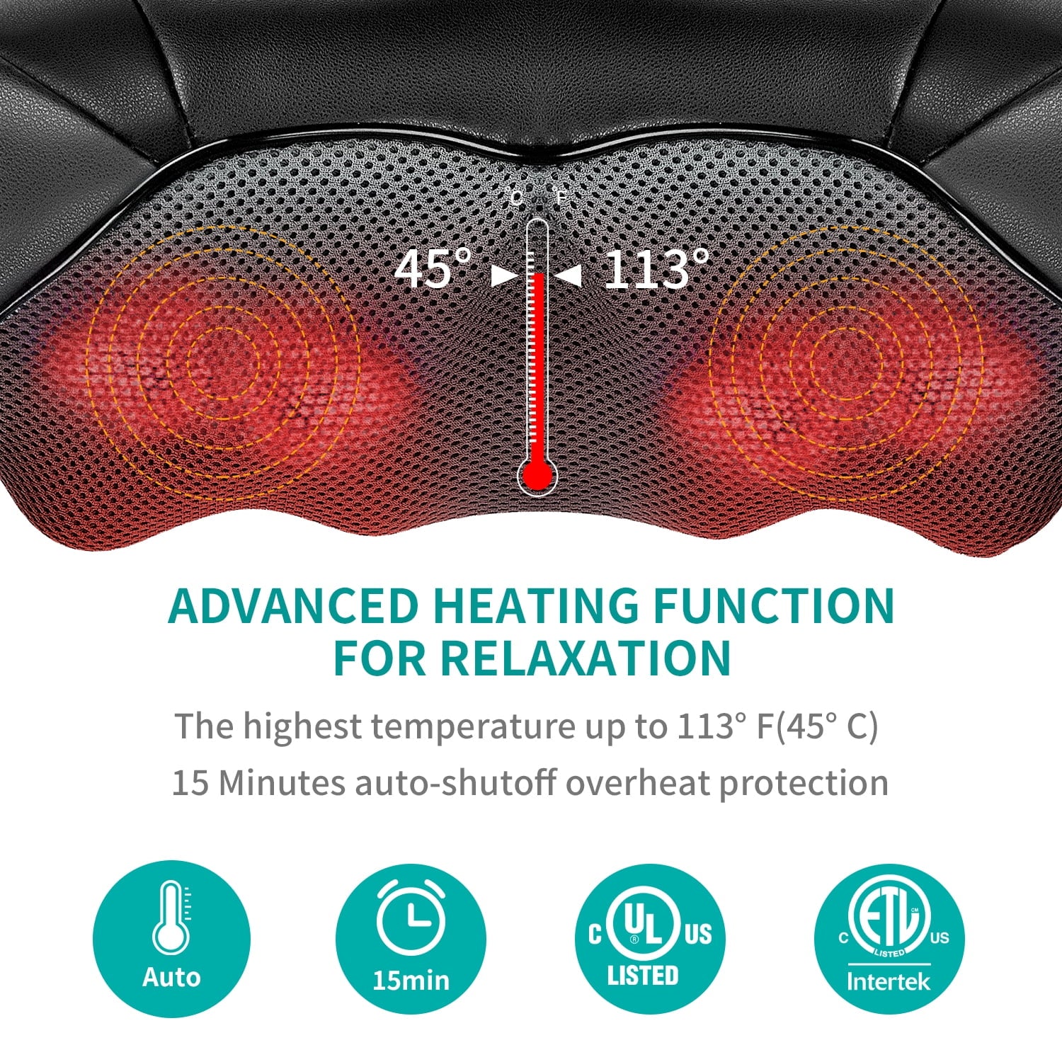and Back Massager with Soothing Heat, Electric Deep Tissue 3D Kneading Massage Pillow for Shoulder, Leg, Body Muscle ... - Image 5