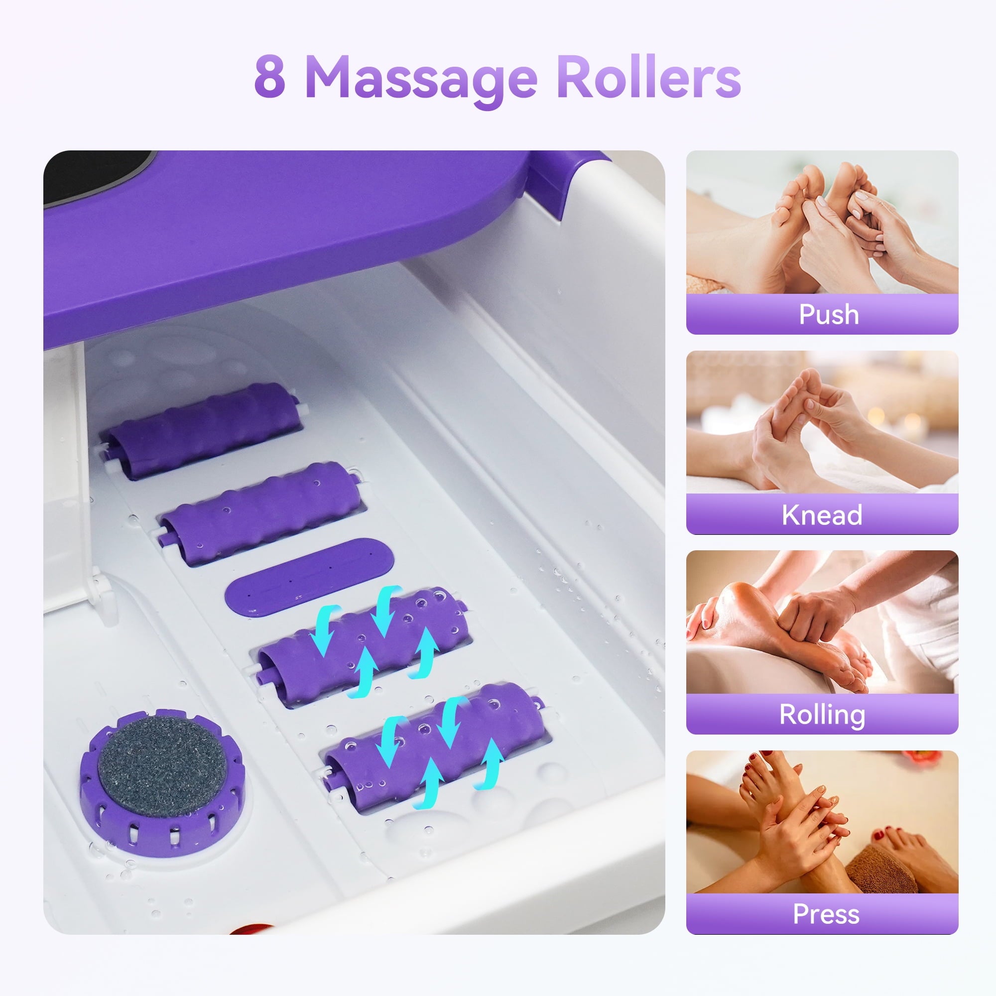 Bath Massager with Heat, Collapsible Soaking Tub for Soothe & Relax feet with Bubbles, Red Light and Rollers, Gifts - Image 3