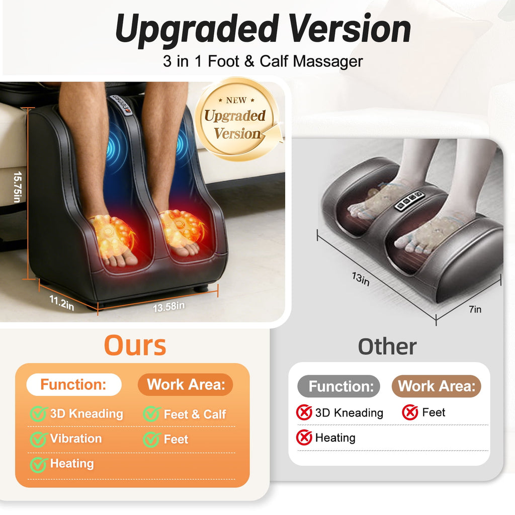Massage Pad with Foot & Calf Massager, 3D Kneading, Heat & Vibration, Detachable & Foldable for Home Office Use - Per... - Image 5