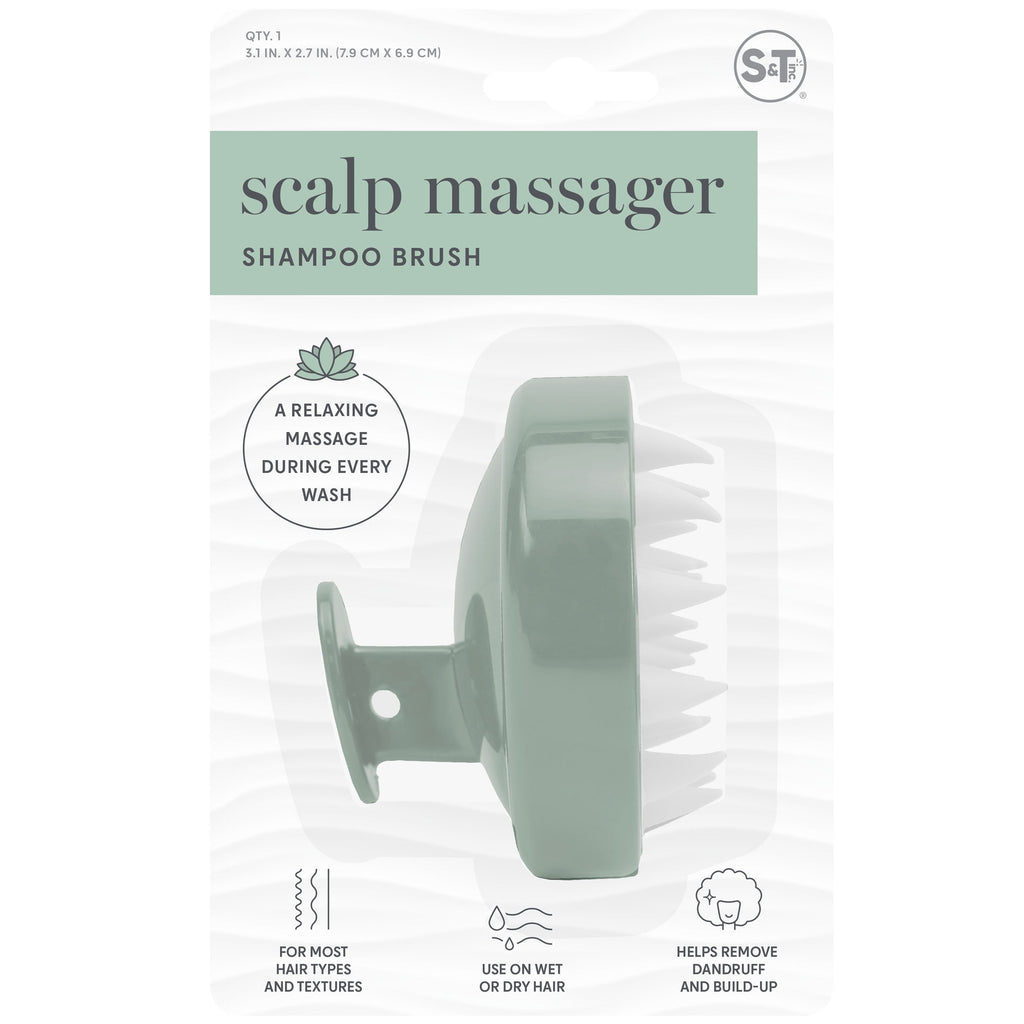 Scalp Massager, Silicone Bristles, 3 h Diameter, 1 Pack, Green with White Bristles - Image 2