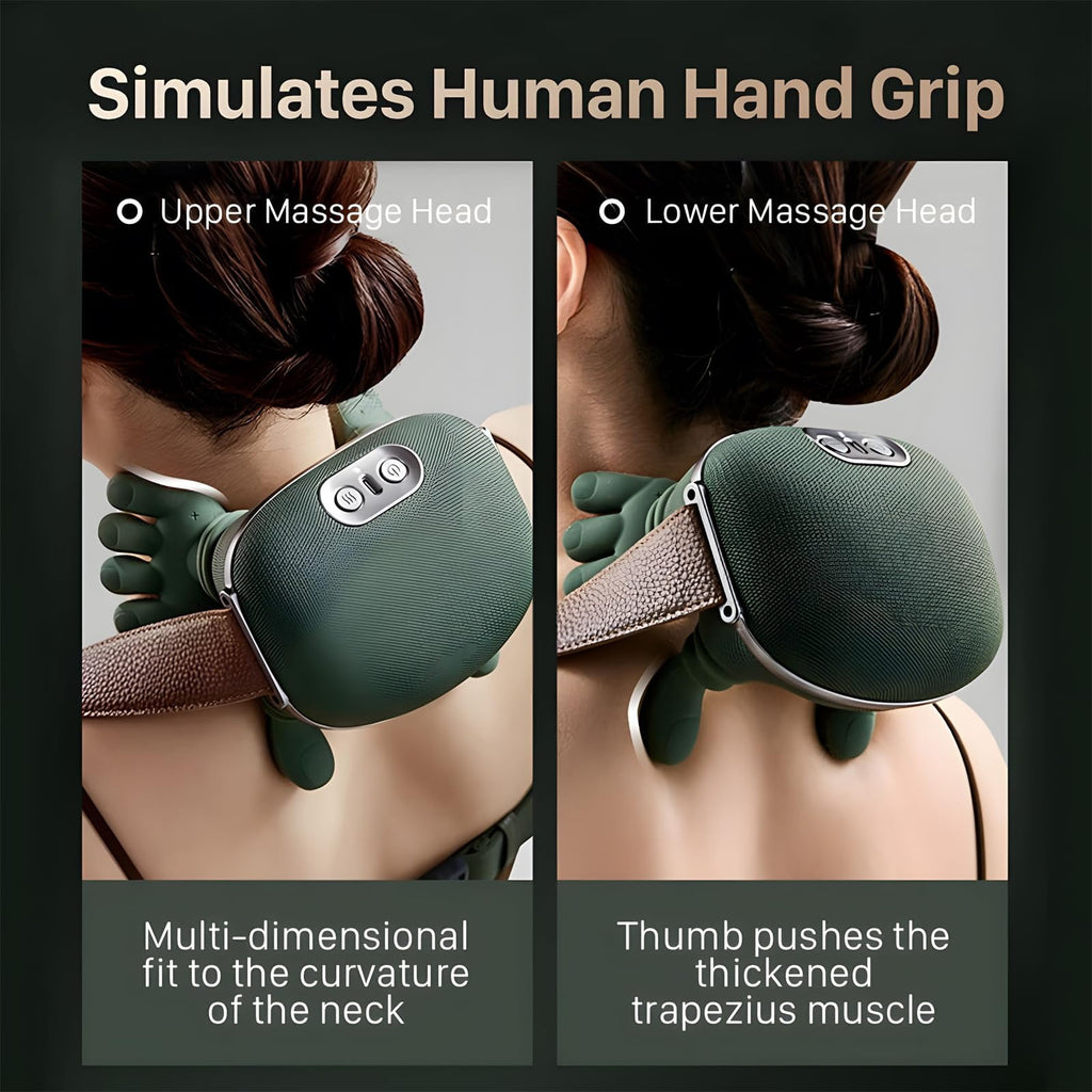 and Shoulder Massager with Heat - 4D Shiatsu Kneading Massage for Back Pain Relief, Portable Electric Massager (Green) - Image 2