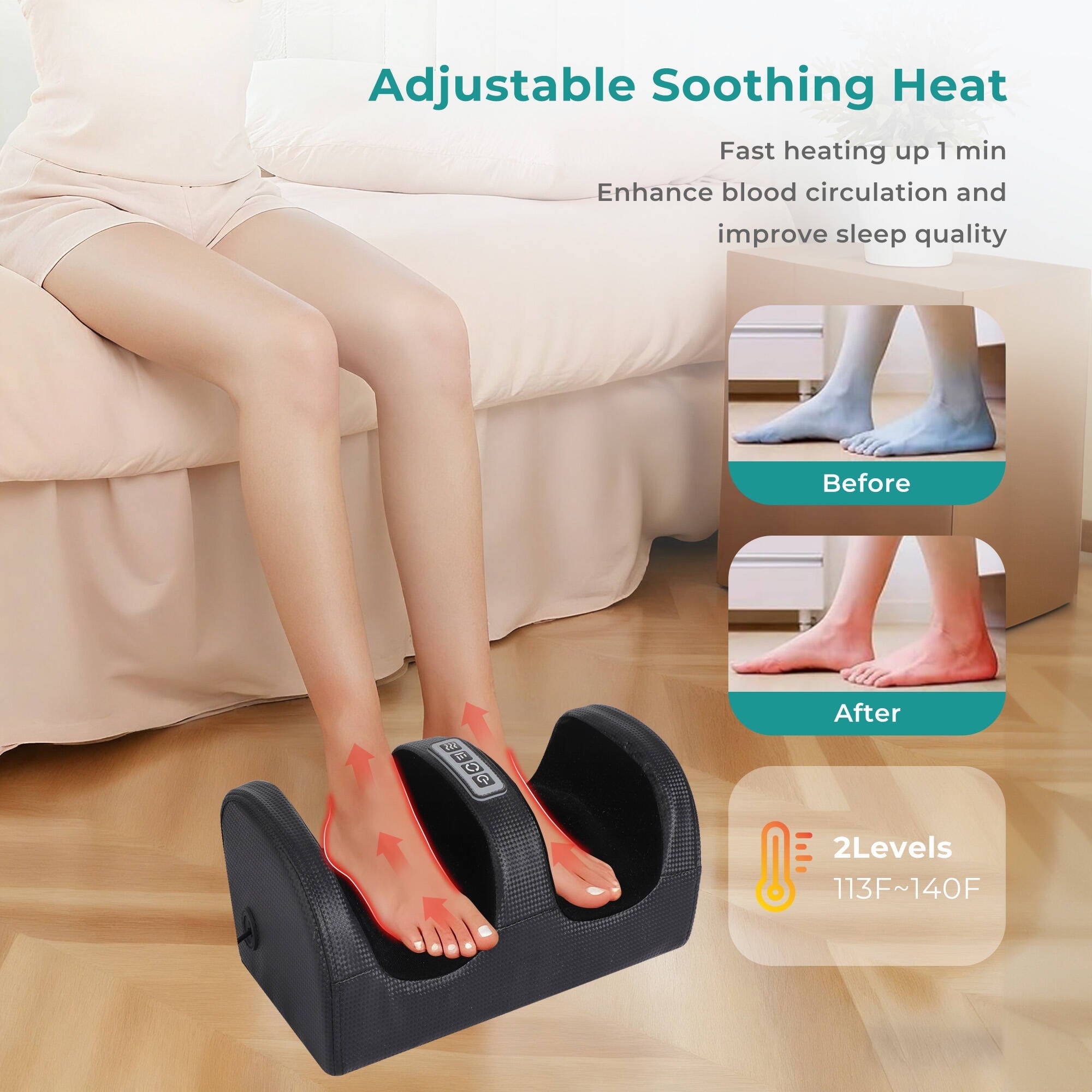 Massager with Heat, and Calf Massager with Roller, Deep Massage for Relaxation, Gifts for Women & Men, Black - Image 5