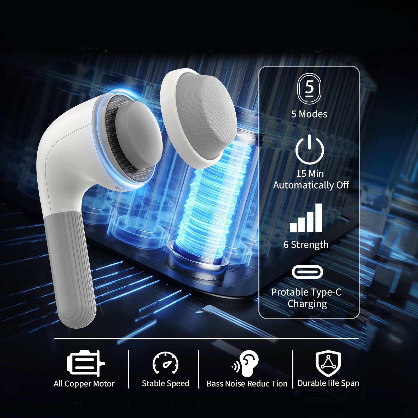 Back Massager, 8 Massage Heads, 6 Modes for Men & Women, White - Image 5