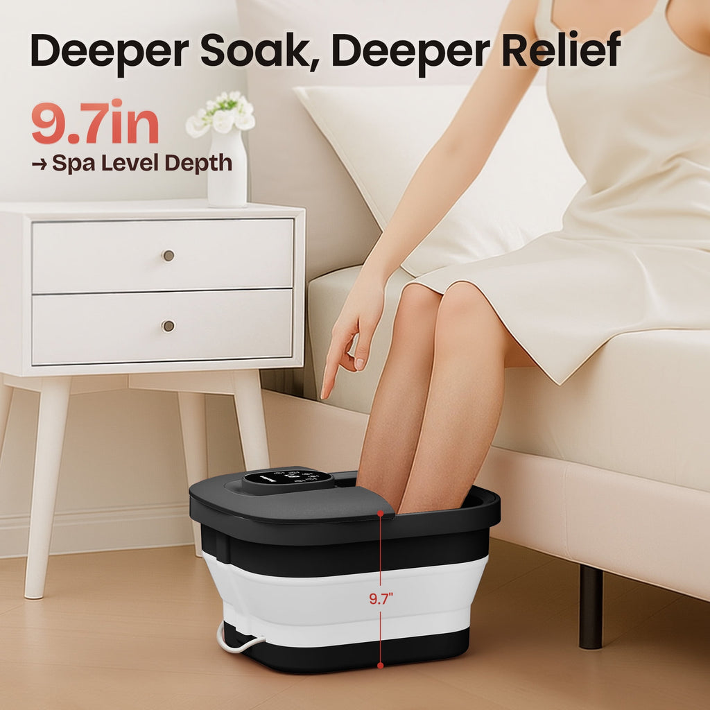 Spa with Massager and Heat, Spa Massager with Bubble Heat, Black - Image 2