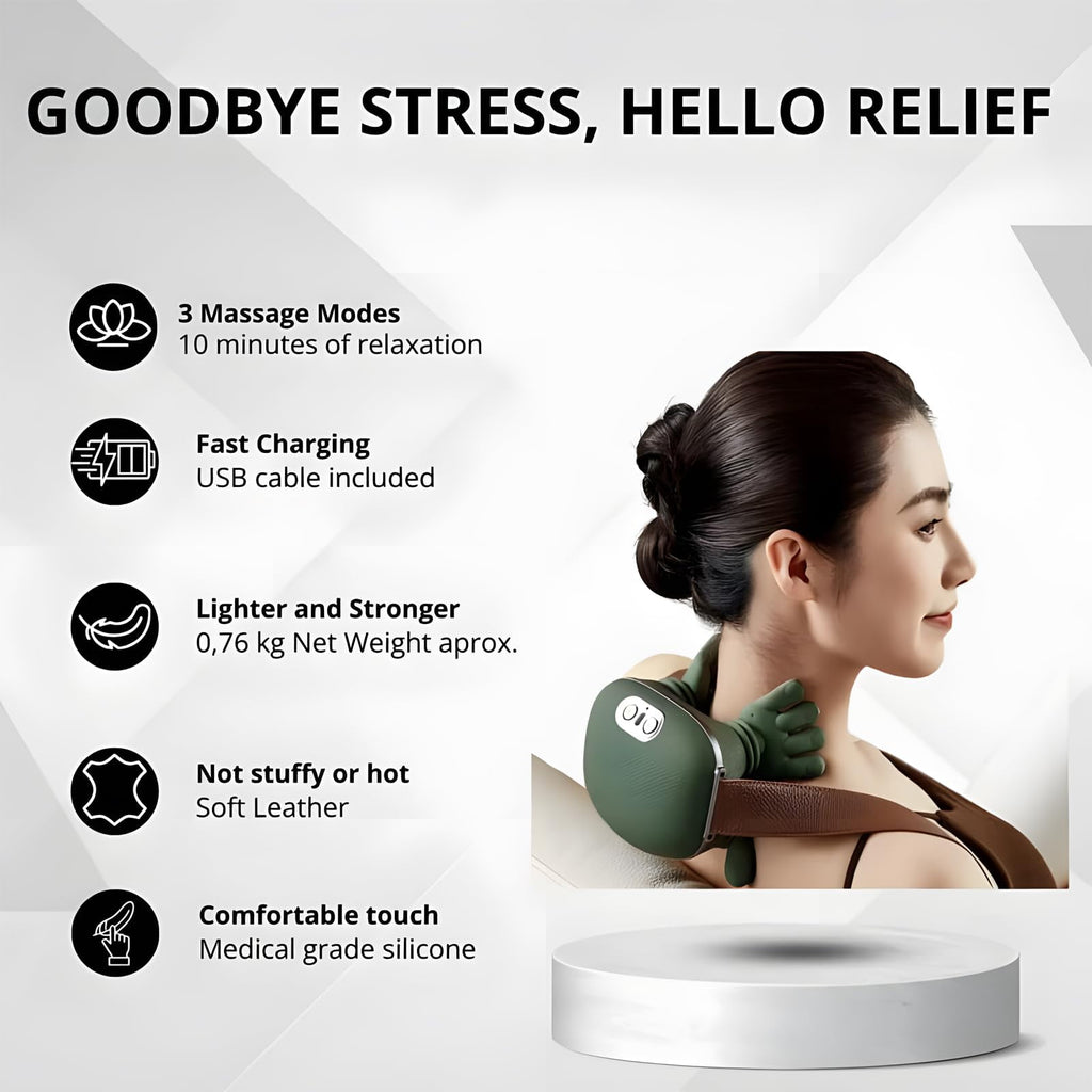 and Shoulder Massager with Heat - 4D Shiatsu Kneading Massage for Back Pain Relief, Portable Electric Massager (Green) - Image 5